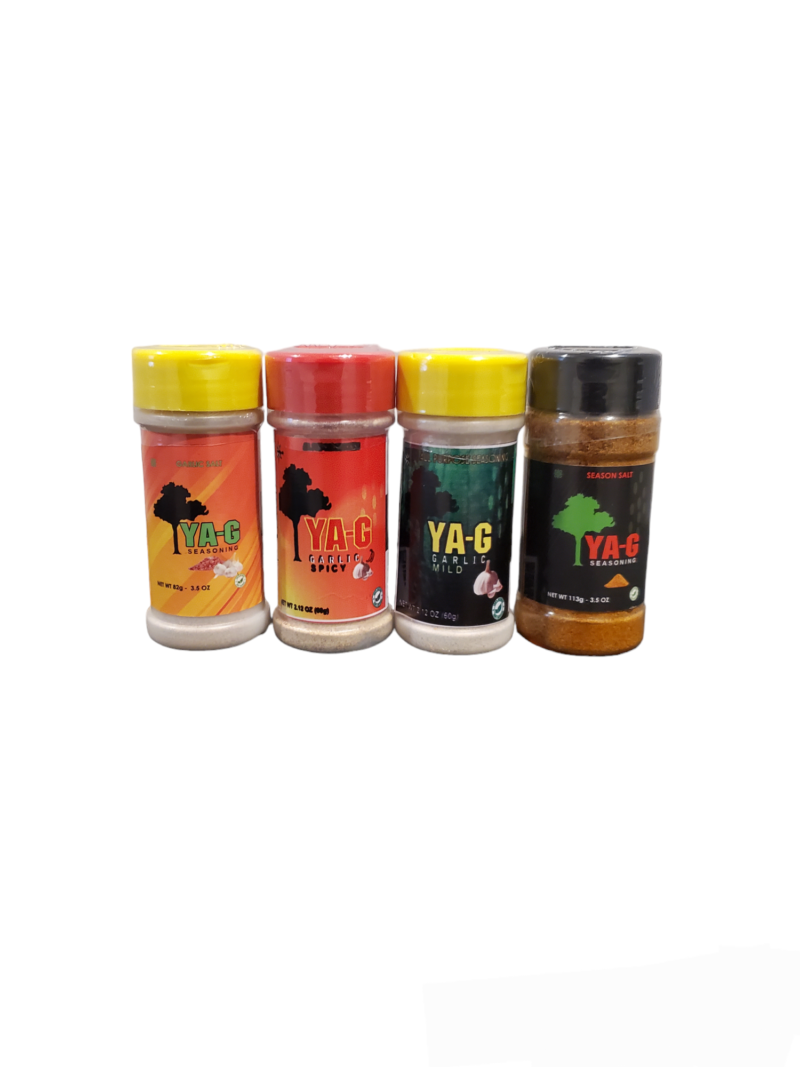 YA-G Variety (3.5 oz 4 Pack Combo) Spicy Garlic/Mild Garlic/Garlic Salt/Seasoning Salt