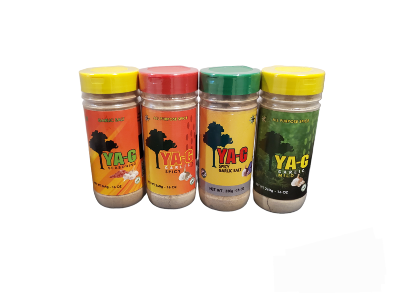 YA-G Variety (16 oz 4 Pack Combo) Spicy Garlic/Mild Garlic/Garlic Salt/Spicy Garlic Salt